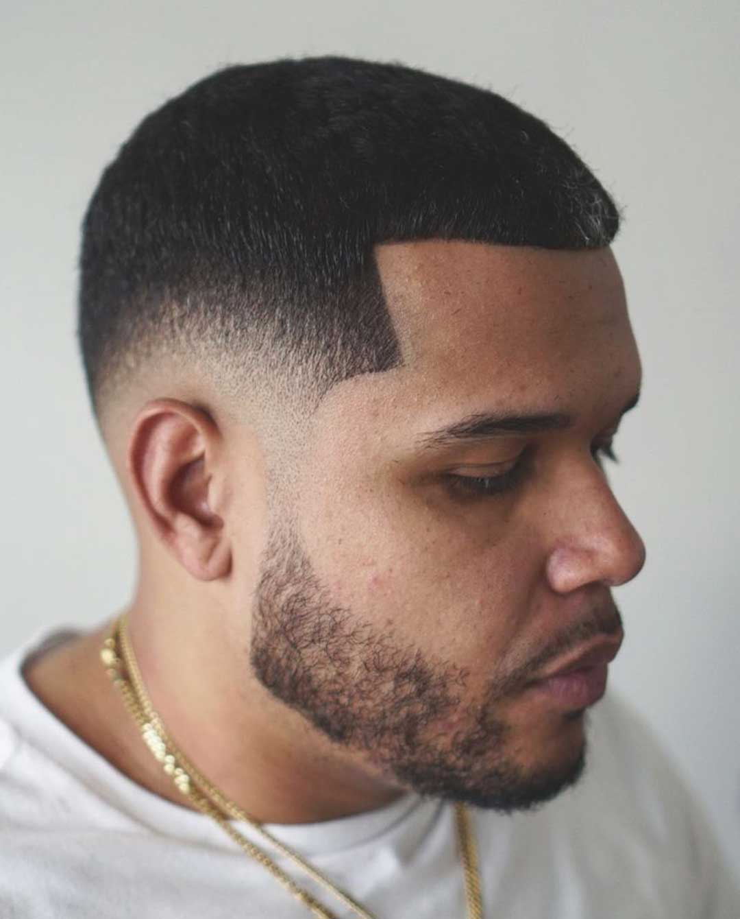 Caesar haircut with mid fade